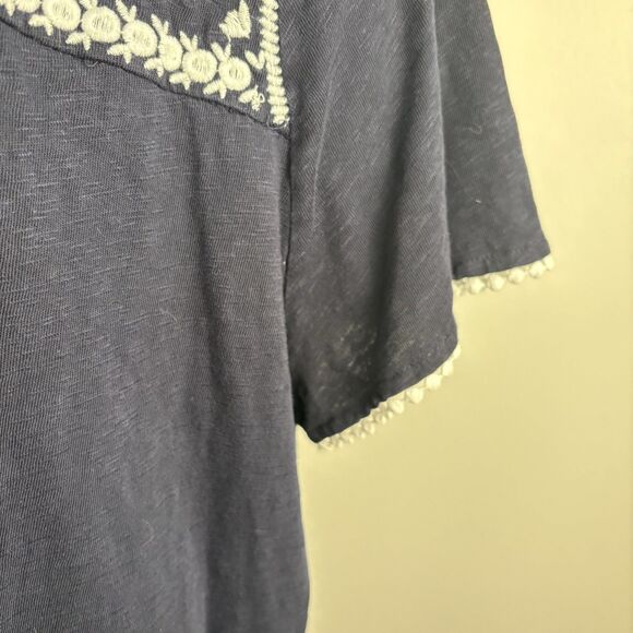 TALBOTS Women's 3XP 100% Cotton Navy Embroidered Short Sleeves Crewneck T Shirt - Picture 5 of 5